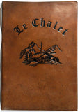 1980's Vintage Thick & Heavy Embossed Leather Menu LE CHALET Restaurant Russia