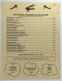 1987 Original Vintage Menu GLIDE'ER INN Restaurant Seal Beach CA Next To Airport