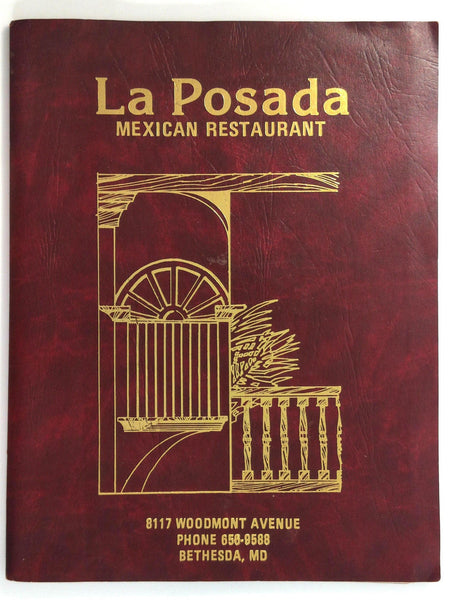 1980's Original Vintage Menu LA POSADA Mexican Restaurant Bethesda Maryland