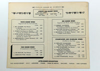 1950's Vtg. WINE LIST & Menu THE WHITE HOUSE TAVERN Restaurant Laguna Beach CA
