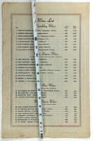 1950's Original Vintage HUGE Menu ESSEX HOUSE Restaurant Encino California