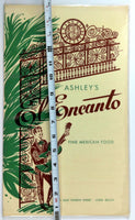1950's Vintage Menu ASHLEY'S EL ENCANTO Mexican Restaurant Long Beach CA