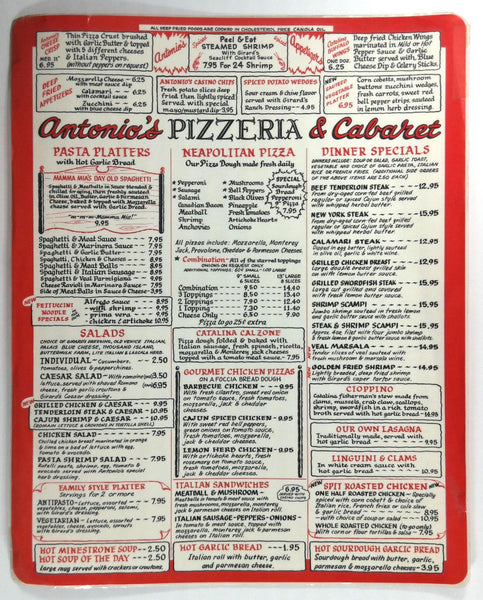 1980's Vintage GIANT Menu ANTONIO'S PIZZERIA & CABARET Avalon Catalina Island CA