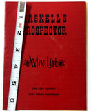 Vintage WINE LIST Menu HASKELL'S PROSPECTOR Restaurant Long Beach California