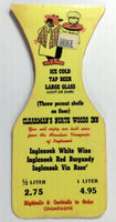 Vintage Table TENT CARD Drinks Inglenook Wine Menu CLEARMAN'S NORTH WOODS INN CA