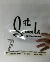 THE SANDS Restaurant Odessa Texas Menu CLEAR COVER B & W PHOTOSTAT PROOF Tiki