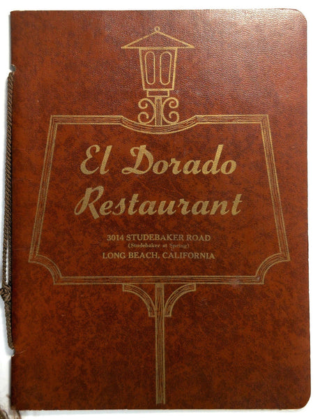 1977 Original Vintage Menu EL DORADO RESTAURANT Long Beach California The Eldo