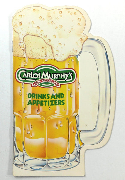 1985 Original Die-Cut Beer Mug DRINKS Menu CARLOS MURPHY'S Irish Mexican Cafe