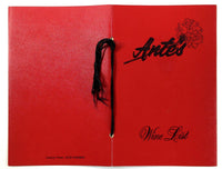 1970's Original WINE LIST Menu ANTE'S RESTAURANT Yugoslavian San Pedro CA
