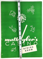 1950's Original Vintage Menu MATH IGLER'S CASINO German Restaurant Chicago IL
