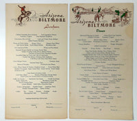 1955 Original Vintage Menu Lunch & Dinner Lot ARIZONA BILTMORE Hotel Phoenix