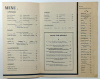 1940's Original Menu THE YACHT CLUB Edgewater Beach Hotel Chicago Illinois