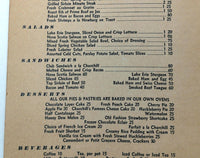 1943 Original Vintage Sunday Dinner Menu CHURCHILL'S Restaurant New York