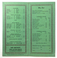 1940's Original DRINKS Menu FRED SOLARI INC Grill & Cocktail Room San Francisco