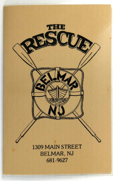 1980's Original Laminated Menu THE RESCUE Restaurant Belmar New Jersey