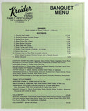 1989 Original Menu KREIDER FARMS CREAMERY & GRILL Manheim Pennsylvania