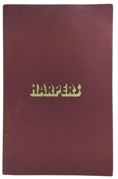 1990's Harper's Restaurant Dallas Hilton Inn Penthouse Texas Original Menu