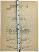 1951 THE SHERATON HOTEL Pittsfield Massachusetts Original Vintage Lunch Menu