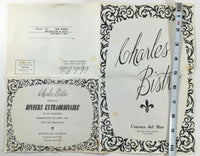 1960's CHARLES BISTRO Restaurant Corona Del Mar California Original Menu