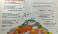 1982 HUNGRY TIGER Restaurant Original Vintage Laminated Menu Steak & Seafood