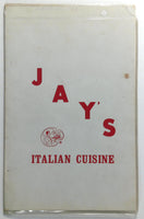 1960's JAY'S ITALIAN CUISINE Restaurant Original Vintage Menu