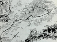 1960's BIG PINE & BISHOP White Mountains Trout Fishing California Ford Map