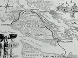 1960's VANCOUVER ISLAND Canada Victoria Port Albernia Thunderbird Park Ford Map