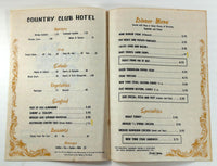 1960's Menu COUNTRY CLUB HOTEL The Golden Tee Restaurant Palm Springs California