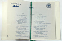 1973 Original Menu Organizacion ALOHA Restaurant Spain