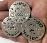 3 Old Vintage Trap Shooting Streling Pinback Medals Champion Continental