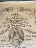 1887 Original Antique Color Poster on Cloth THE LORD'S PRAYER Our Father