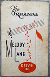 1950's The Original MELODY LANE DRIVE IN Restaurant Menu Chicago Illinois