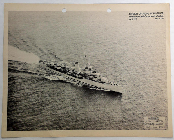 1943 USS SAMPSON DD-394 Naval Intelligence RESTRICTED PHOTO Navy DESTROYER b