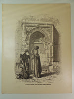 Antique 1860 SARACENIC FOUNTAIN Council House Engraving Jerusalem Holy Land