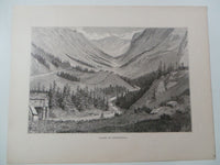 Antique 1860 Valley Of Vestfiordla Norway Large Wood Engraving Mountains Houses