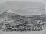 Antique 1860 ATHENS From The ACROPOLIS Greece Wood Engraving Print