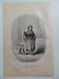 Antique 1893 MADAME VAUQUER Human Comedy Honore Balzac Wood Engraving Print