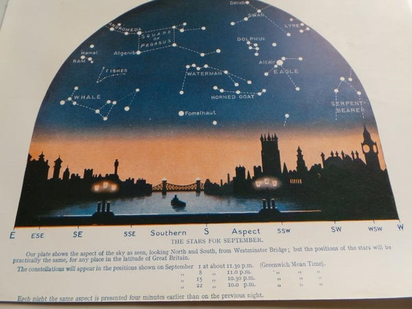 1923 SEPTEMBER STARS Constellation Astronomy Cityscape Westminster Bridge London