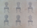 Rare 1853 Victorian NATIONAL EMBLEM CHAIRS Woodwork CABINET Maker's Engraving