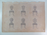 Rare 1853 Victorian NATIONAL EMBLEM CHAIRS Woodwork CABINET Maker's Engraving
