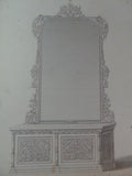 Rare 1853 Victorian CHIFFONNIERS DRESSER & MIRROR CABINET Maker's Lrg Engraving