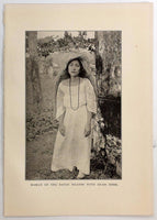 1916 Filipina BATAN ISLANDS WOMAN Grass Hood Hat Costume Philippine Island Print