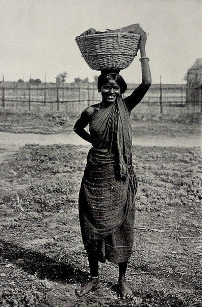 1912 Indian Girl Burden Bearer Basket on Head India Photogravure Photograph