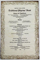 1960s Original Thanksgiving Pilgrim Menu Century Plaza Hotel Century City Ca.