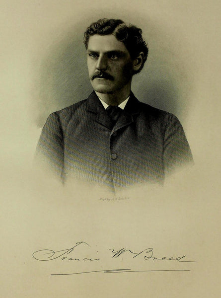 1888 Engraving Francis W. Breed Essex County Lynn Mass. Genealogy History
