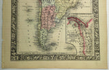 1860 Mitchell's Huge Hand Tinted POLITICAL DIVISIONS Map SOUTH AMERICA N.Granada