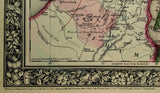 1864 Mitchell's Huge Hand Tinted Map PALESTINE HOLY LAND Jerusalem DECAPOLIS