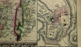 1864 Mitchell's Huge Hand Tinted Map PALESTINE HOLY LAND Jerusalem DECAPOLIS