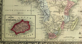1860 Mitchell's Huge Hand Tinted Map AFRICA Recent Discoveries ST. HELENA Island