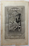 c1790 9x15 BIBLE LEAF Copper Plate Engraving UNIVERSAL DELUGE FLOOD Genesis 8.12